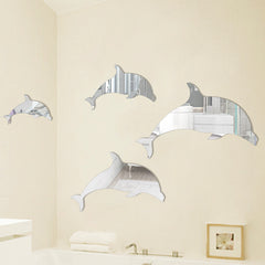 3D Three-dimensional Acrylic Mirror Home Wall Sticker Decorative Dolphin